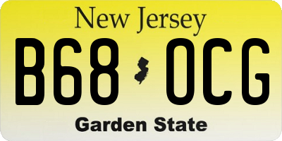 NJ license plate B68OCG