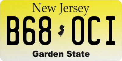 NJ license plate B68OCI