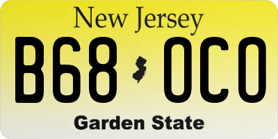 NJ license plate B68OCO
