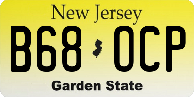 NJ license plate B68OCP