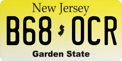 NJ license plate B68OCR