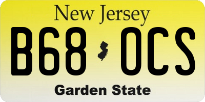 NJ license plate B68OCS