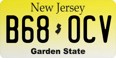 NJ license plate B68OCV