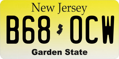 NJ license plate B68OCW