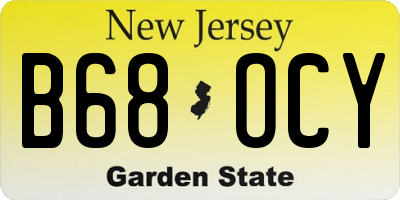 NJ license plate B68OCY