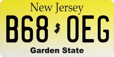 NJ license plate B68OEG