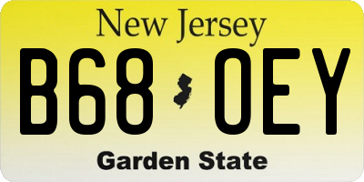 NJ license plate B68OEY