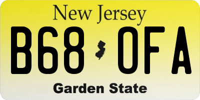 NJ license plate B68OFA