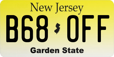 NJ license plate B68OFF