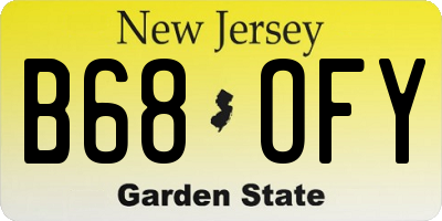 NJ license plate B68OFY