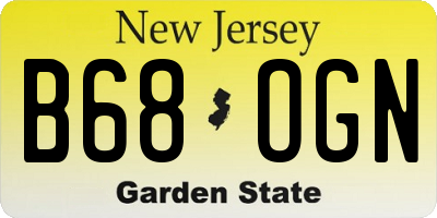 NJ license plate B68OGN