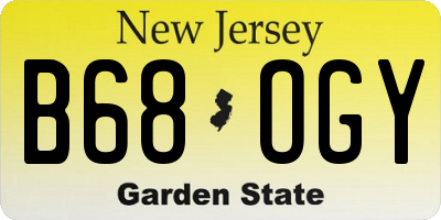 NJ license plate B68OGY