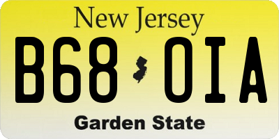 NJ license plate B68OIA