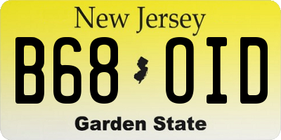 NJ license plate B68OID