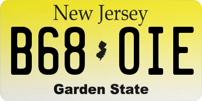 NJ license plate B68OIE
