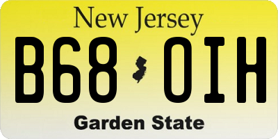 NJ license plate B68OIH