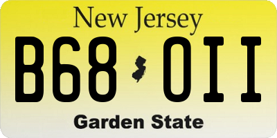 NJ license plate B68OII