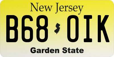 NJ license plate B68OIK