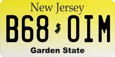 NJ license plate B68OIM