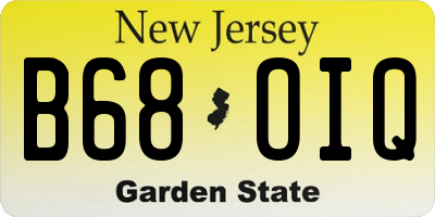 NJ license plate B68OIQ