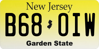 NJ license plate B68OIW