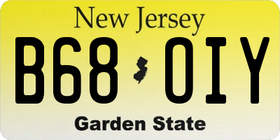 NJ license plate B68OIY