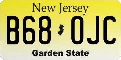 NJ license plate B68OJC