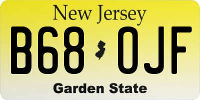 NJ license plate B68OJF