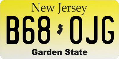NJ license plate B68OJG
