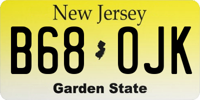 NJ license plate B68OJK