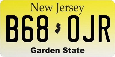 NJ license plate B68OJR