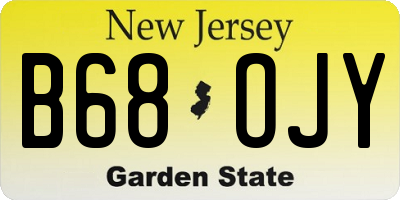 NJ license plate B68OJY