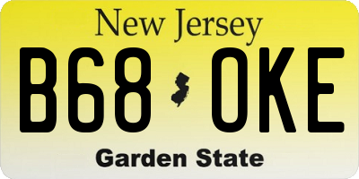 NJ license plate B68OKE