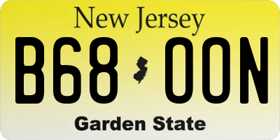 NJ license plate B68OON