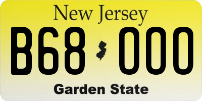 NJ license plate B68OOO