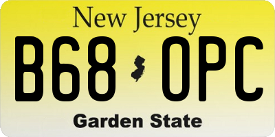 NJ license plate B68OPC