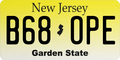 NJ license plate B68OPE