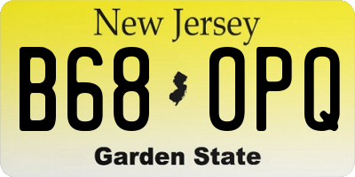 NJ license plate B68OPQ