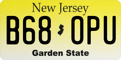 NJ license plate B68OPU