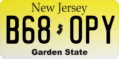 NJ license plate B68OPY