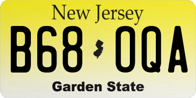 NJ license plate B68OQA