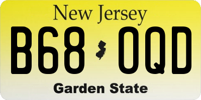 NJ license plate B68OQD