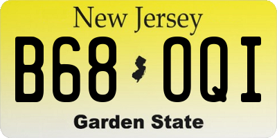 NJ license plate B68OQI
