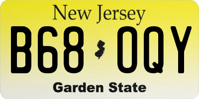 NJ license plate B68OQY