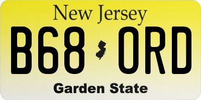 NJ license plate B68ORD