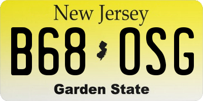 NJ license plate B68OSG