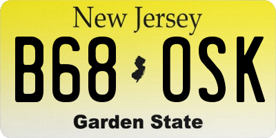 NJ license plate B68OSK