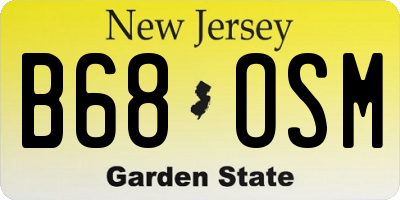 NJ license plate B68OSM