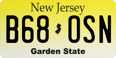 NJ license plate B68OSN