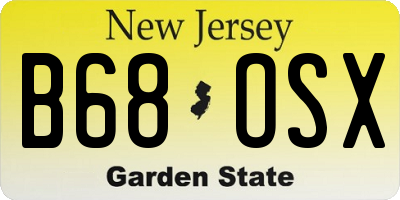 NJ license plate B68OSX